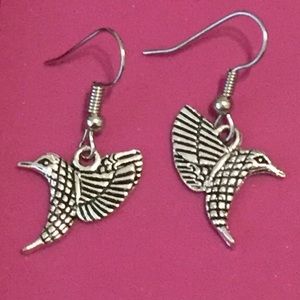 Pewter Hummingbird Earrings